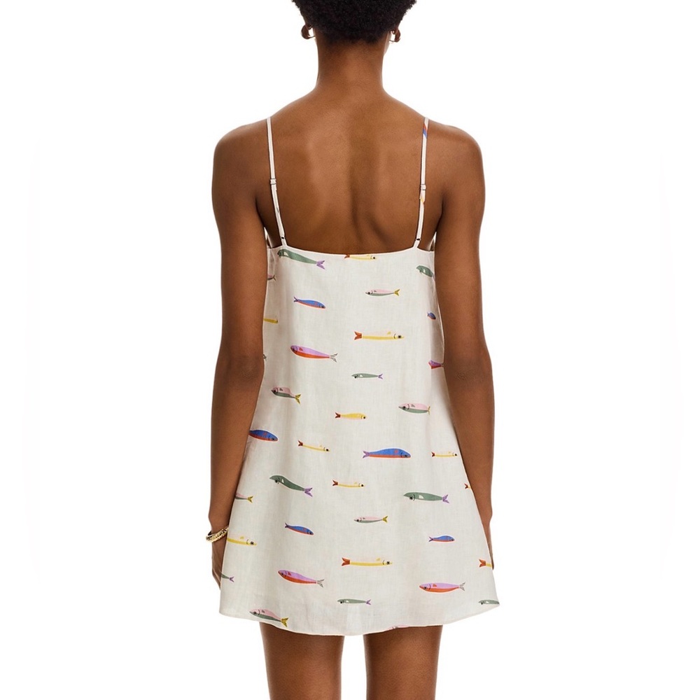 STAUD Laura Linen Colorful Fish Print Mini Dress XS - Picture 4 of 5